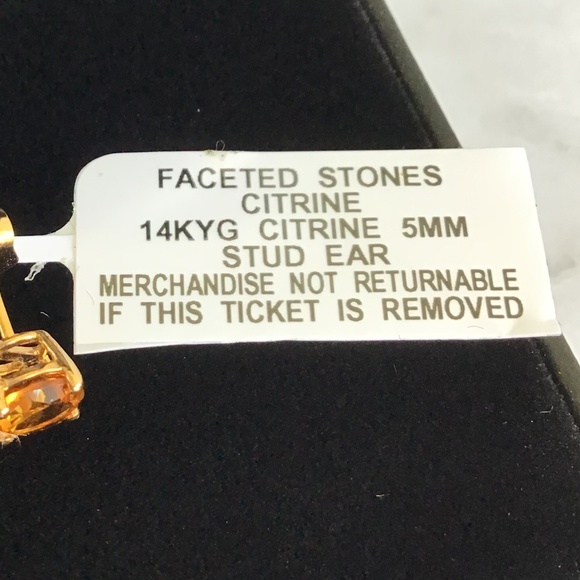 14K Yellow Gold & Genuine Citrine 5mm Stud Earrings November Birthstone NWT - Picture 7 of 11